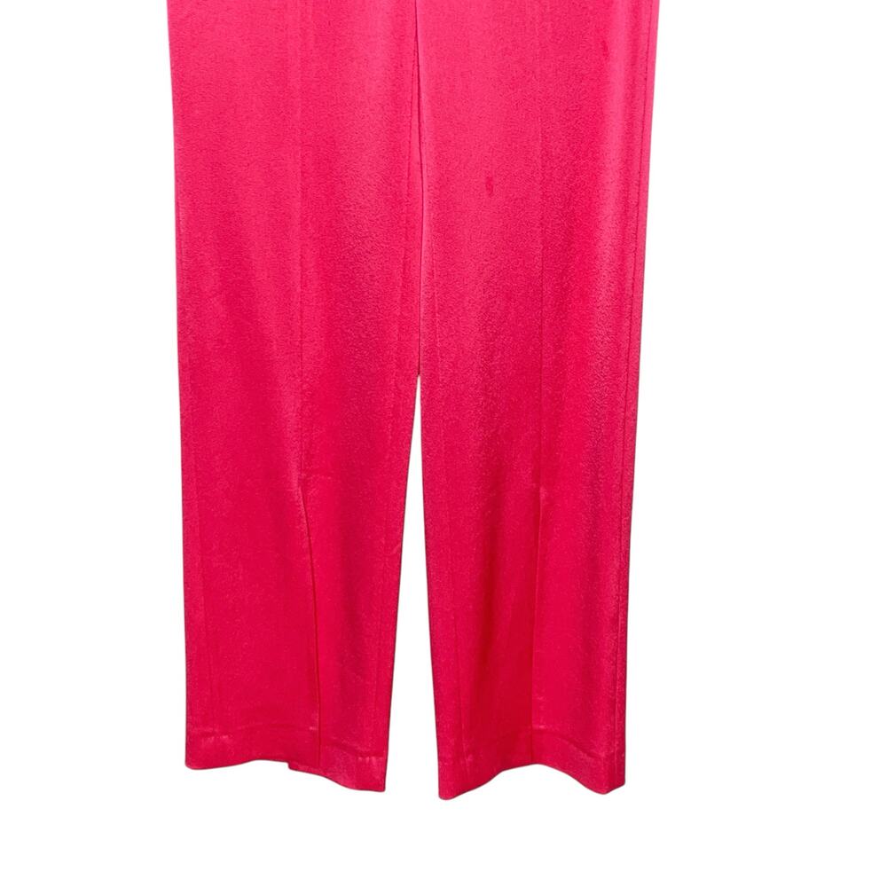 Alice + Olivia 4 Jody High Waisted Front Slit Satin Trouser Pant Wide Leg Pink - Picture 6 of 10